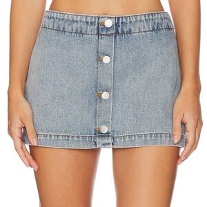 Amanda Uprichard Light Blue Denim Mini Skort with Snap Front